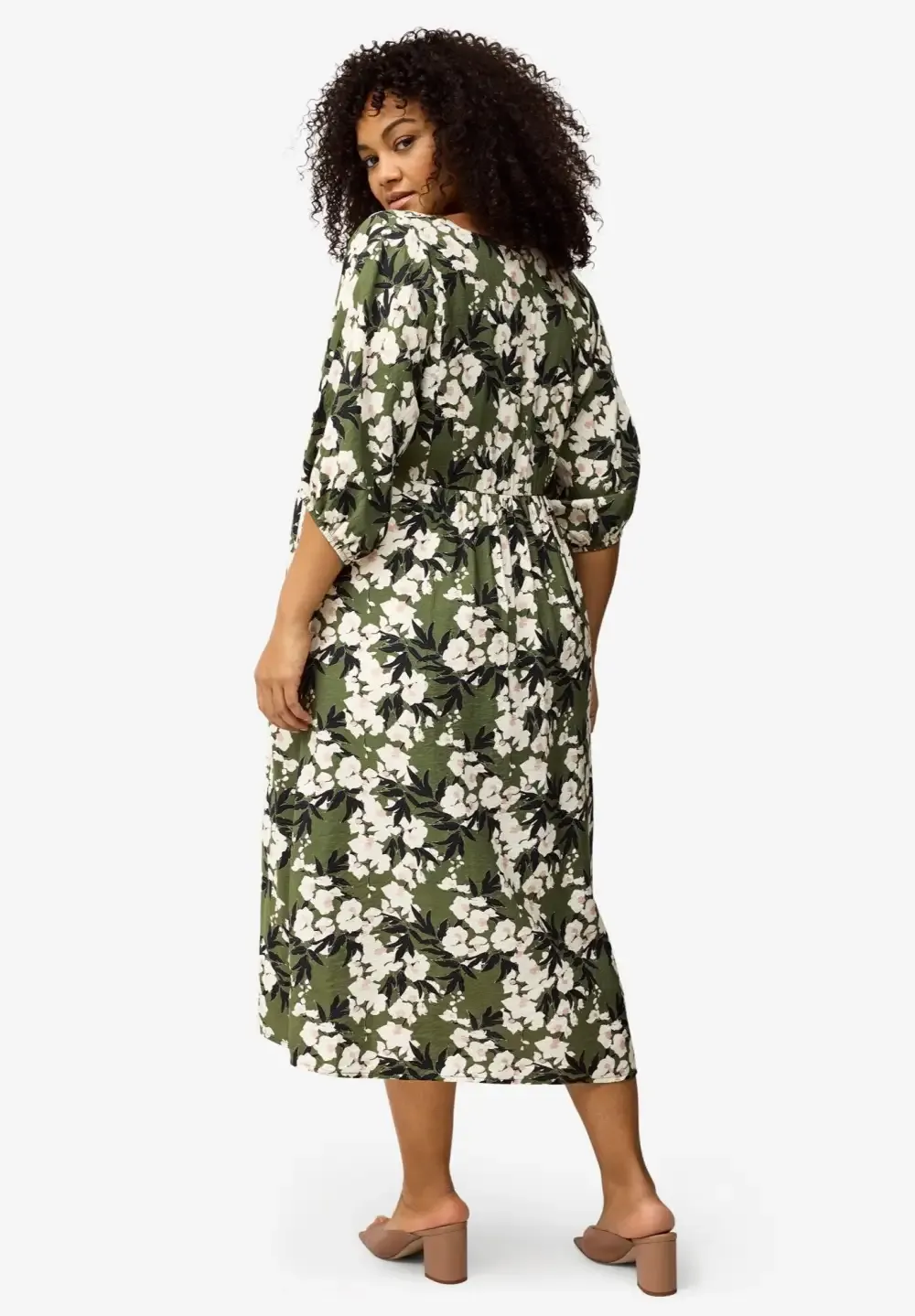 Blouson Sleeve Empire Midi Dress