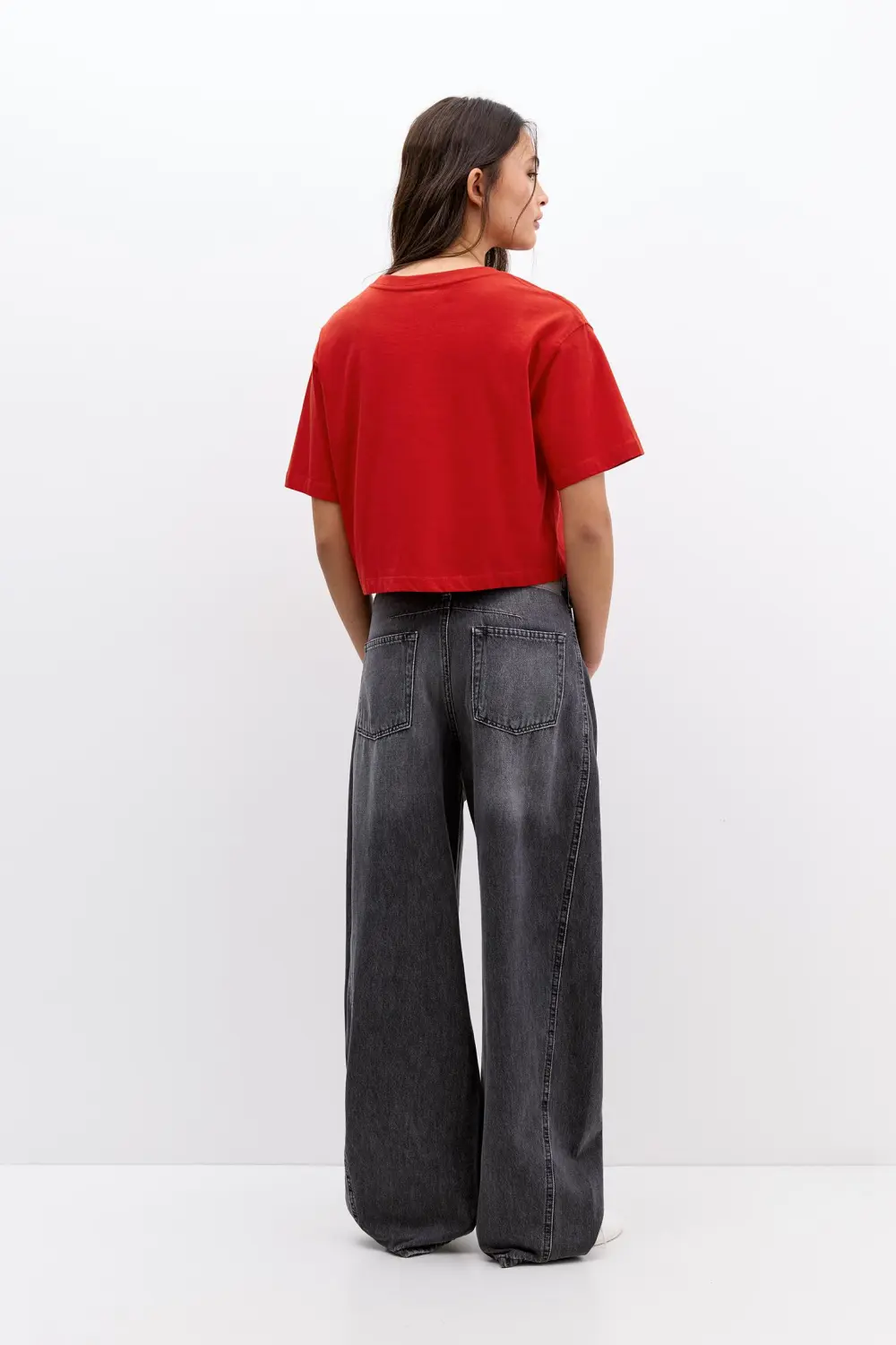 Camiseta cropped manga corta