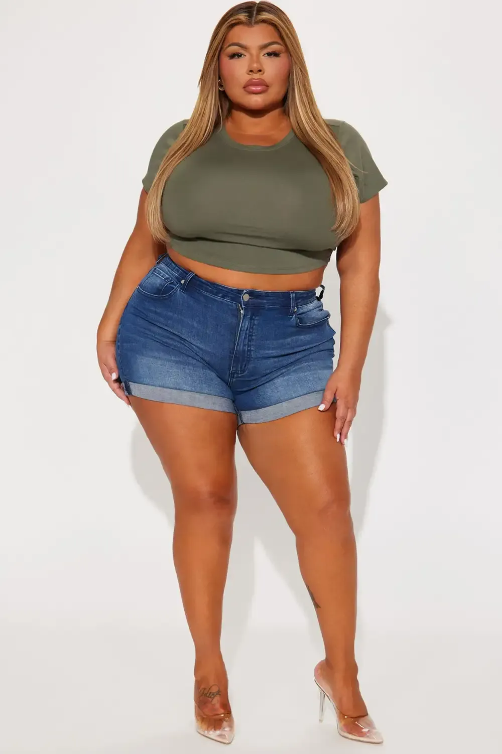 Flawless Stretch 90s Roll Cuff Denim Shorts - Dark Wash