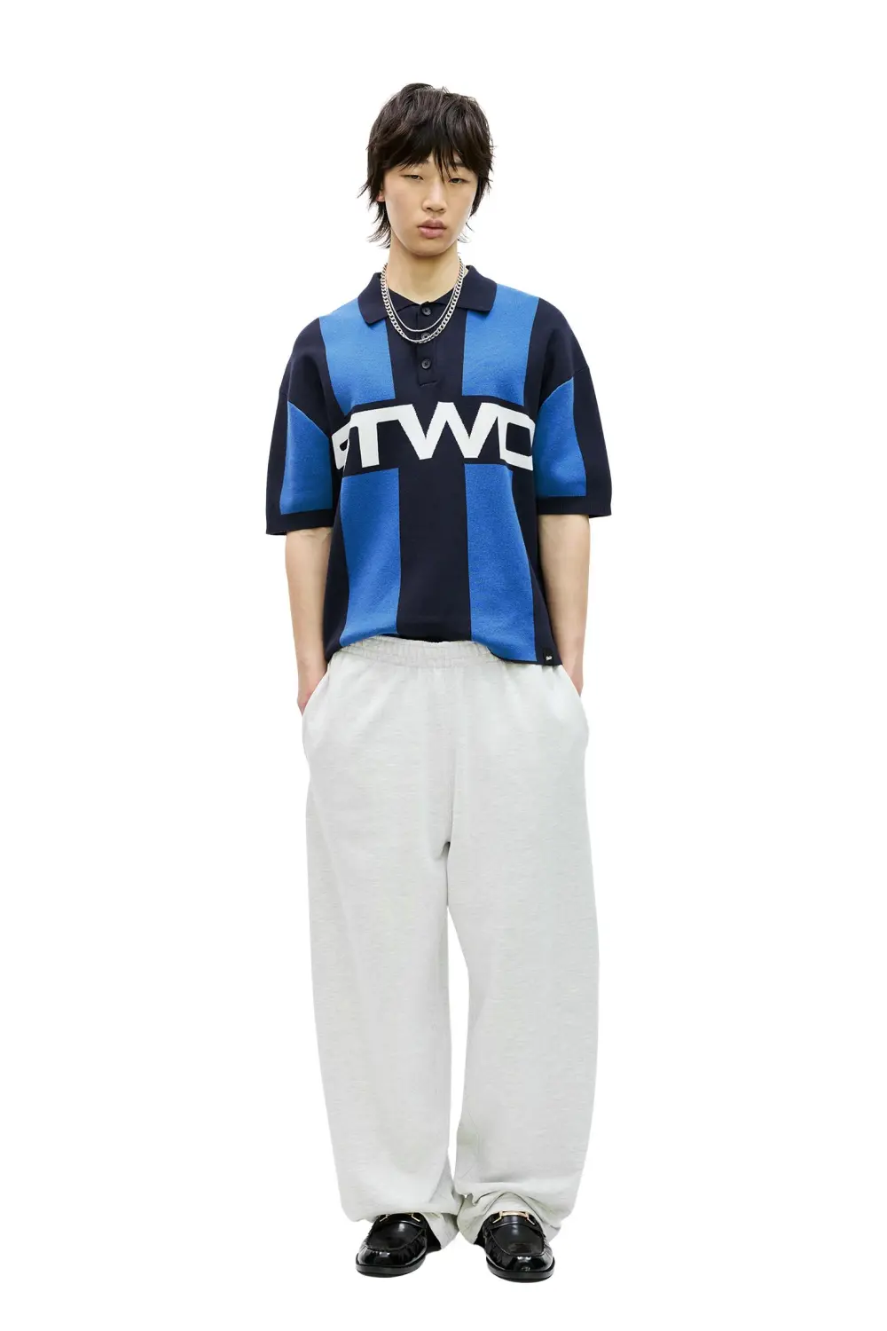 Striped STWD knit polo shirt