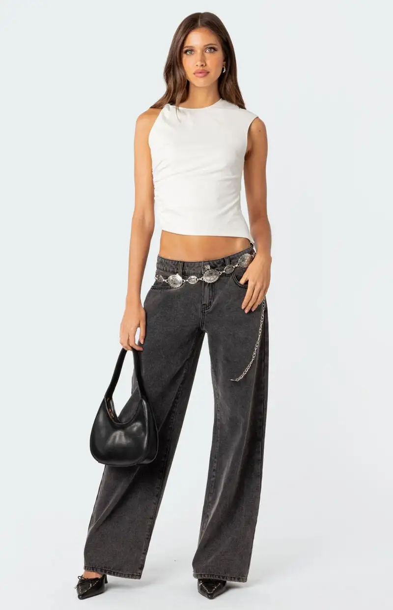Edikted Raelynn Washed Low Rise Jeans