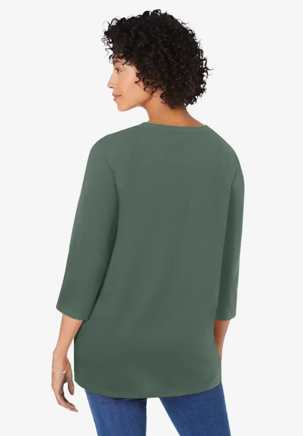 Perfect Three-Quarter Sleeve V-Neck Tunic