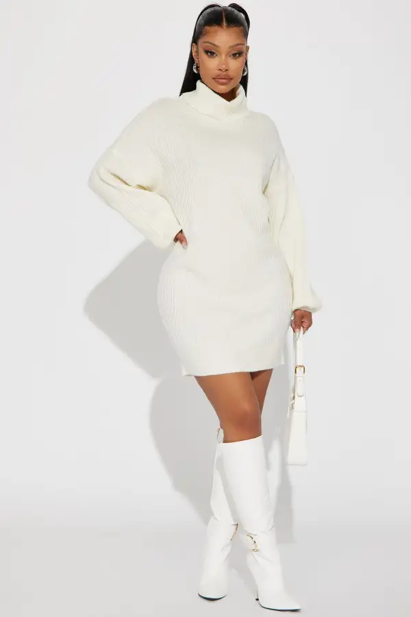 Karina Sweater Mini Dress - Cream