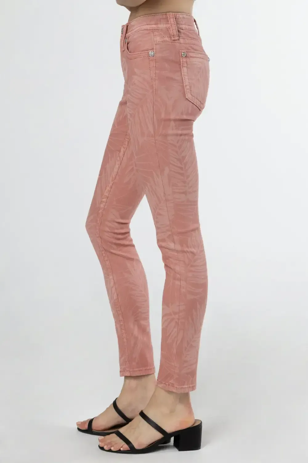 Coral Leaves Skinny Jeans
