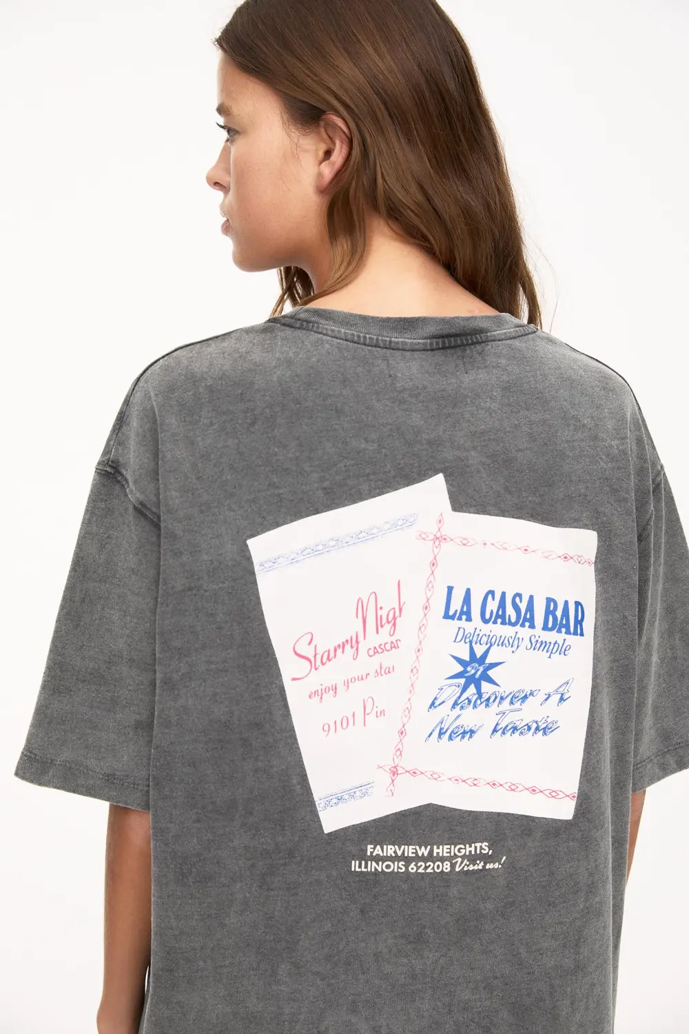 Camiseta gris gráfico servilletas