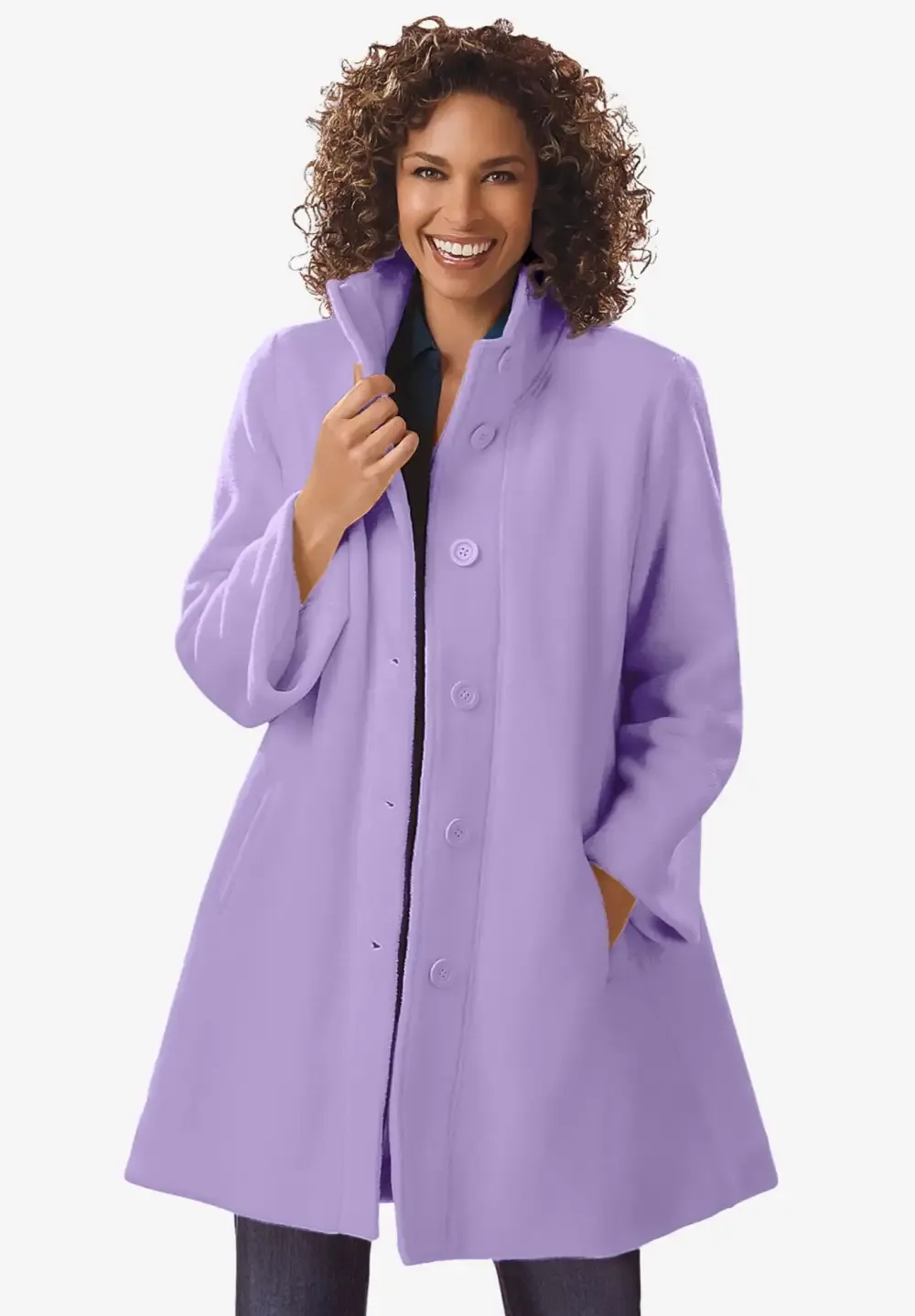 Fleece Swing Funnel-Neck Coat