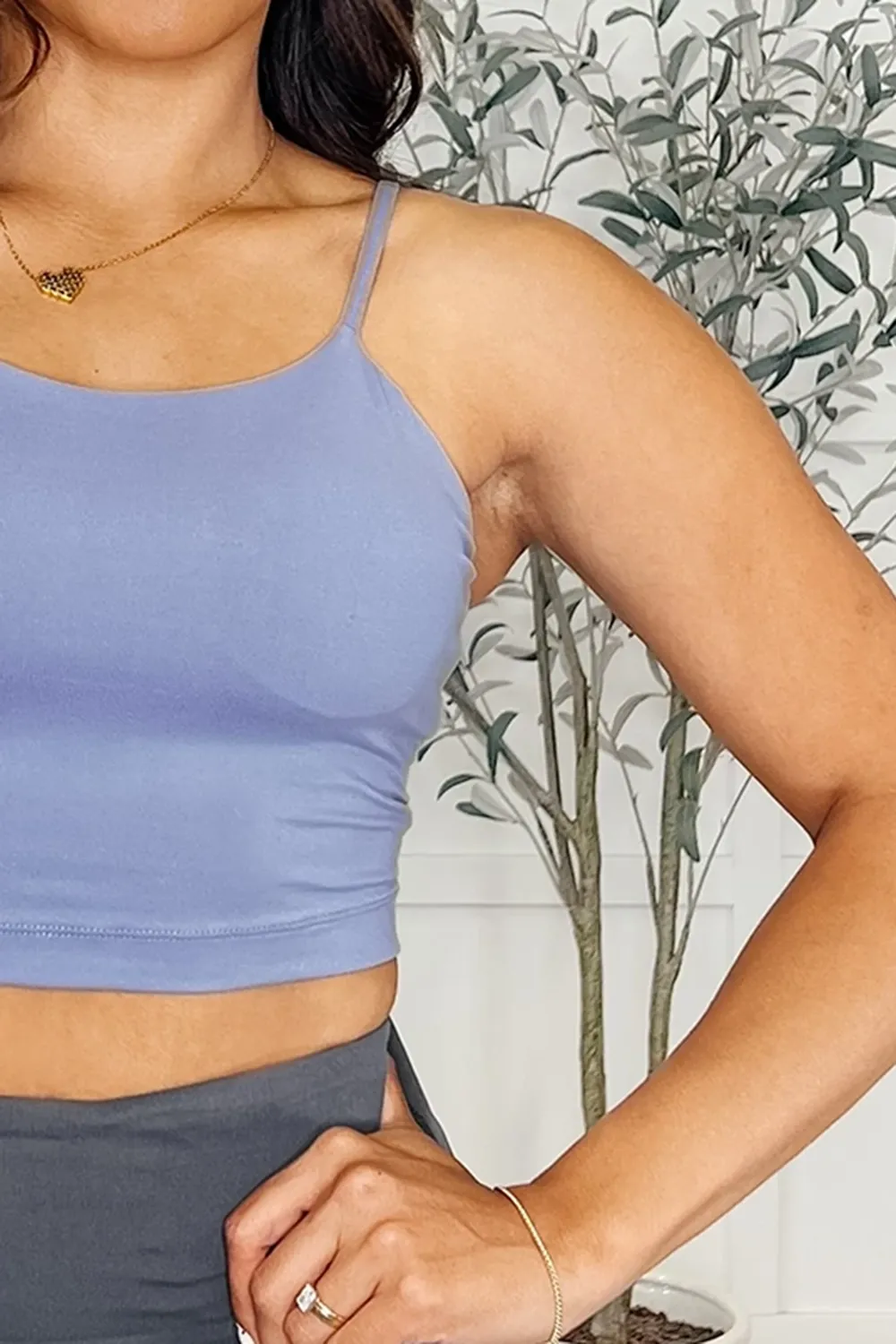 Simple Tight Basic Model Blue Tank Tops