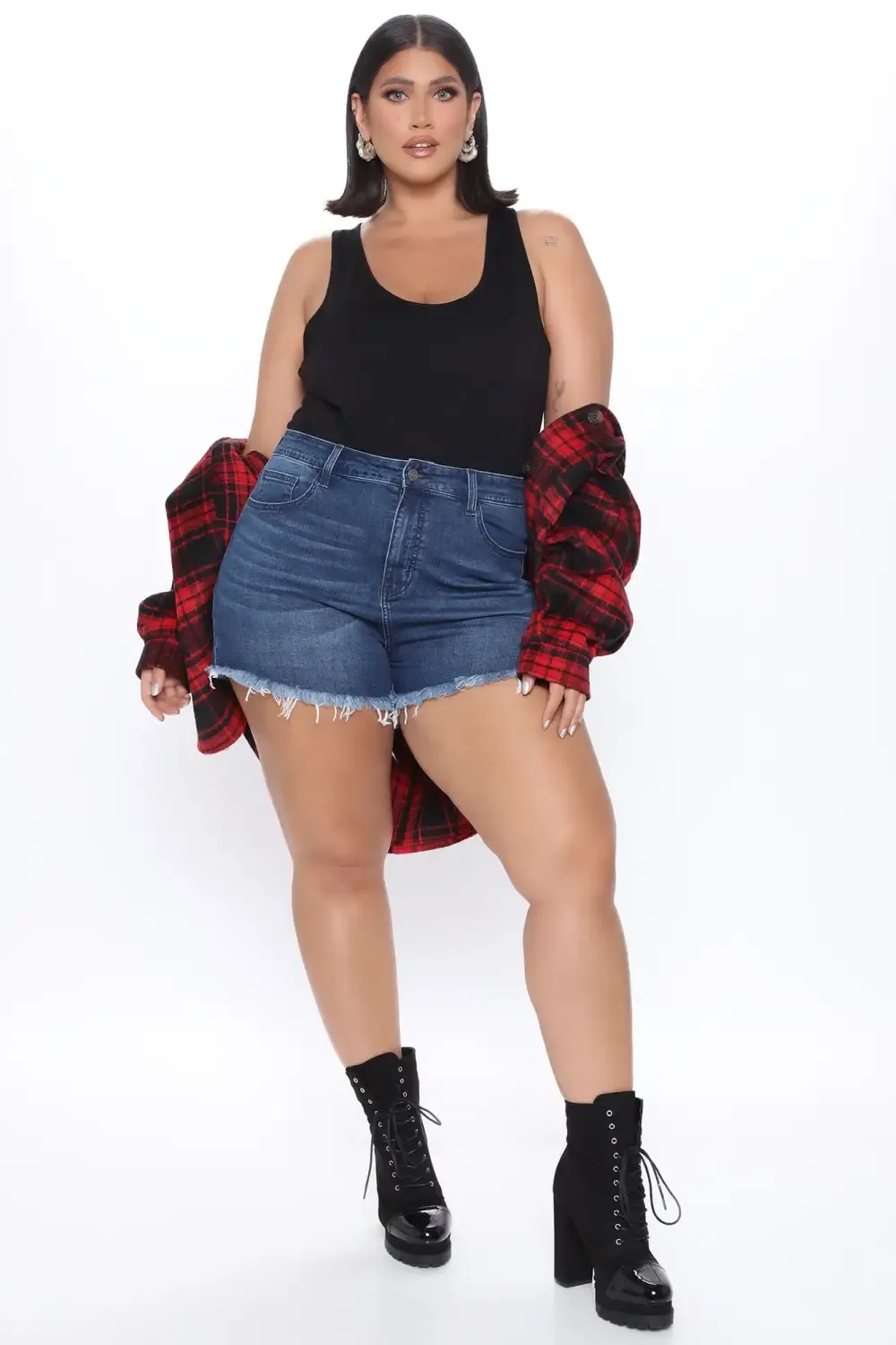 Slay The Fray Denim Shorts - Dark Denim