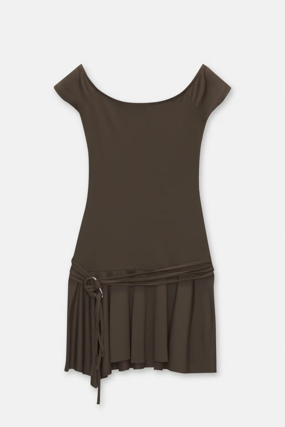 Vestido corto poliamida bajo asimétrico