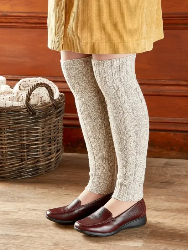 Women's Wool-Blend Ragg Cable-Knit Leg Warmers