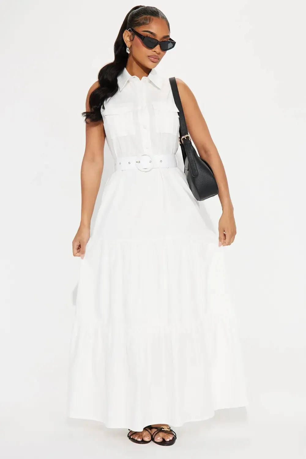 Michaela Poplin Maxi Dress - White