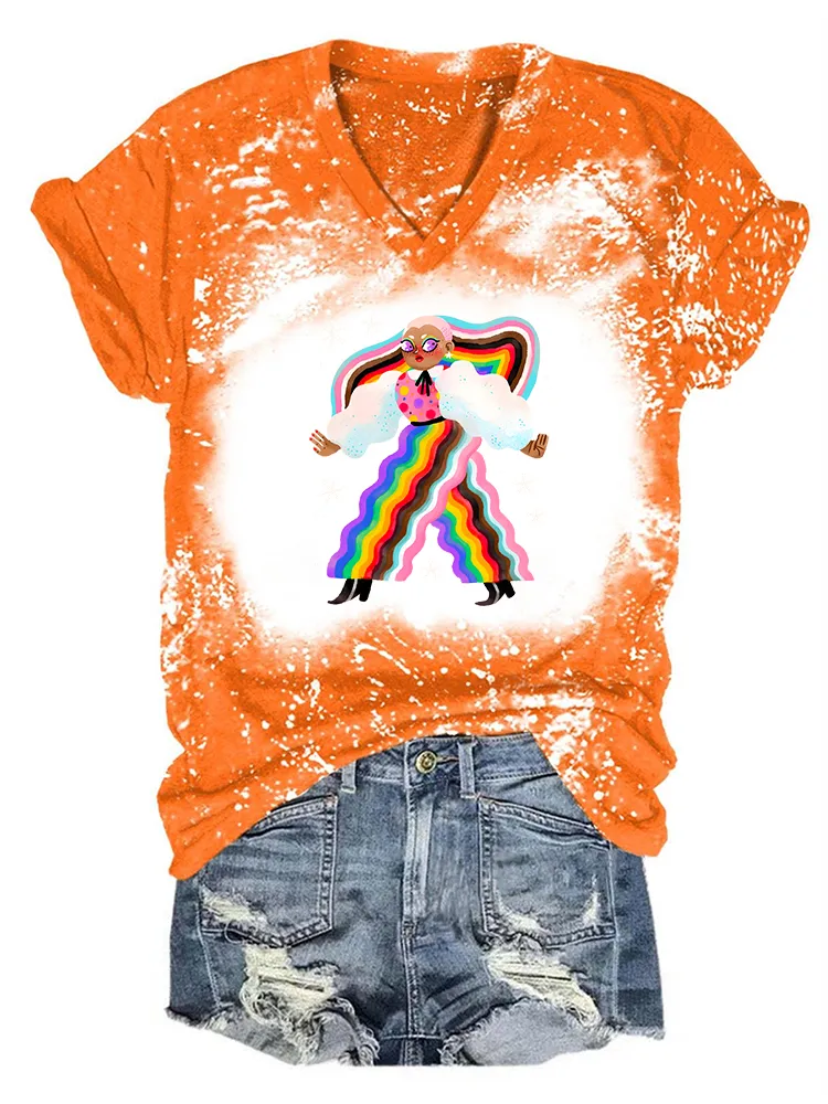 Women'S Proud Moon-Collar T-Shirt With Cartoon Pattern Print
