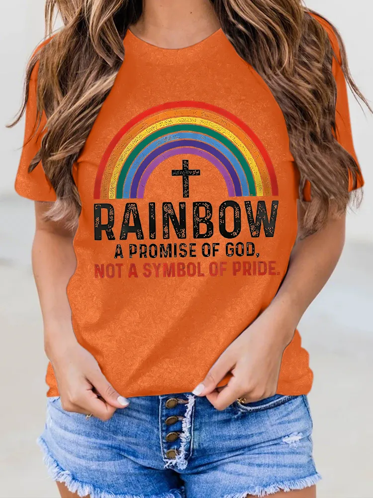 Women'S Rainbow A Promise Of God, Not A Symbol Of Pride. Round-Neck Short-Sleeved T-Shirt