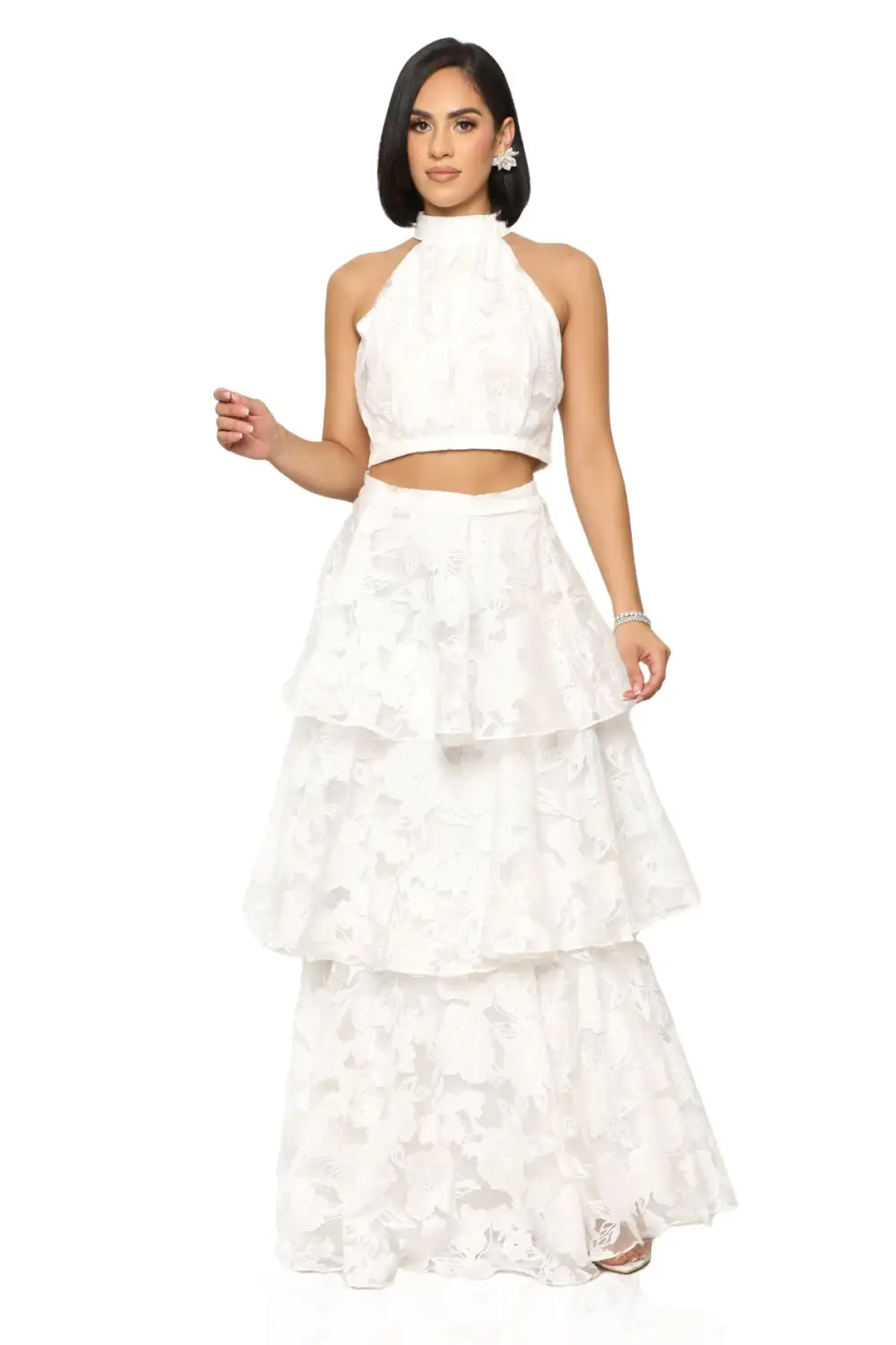 Angelic Layered Skirt Set (White)-FINAL SALE