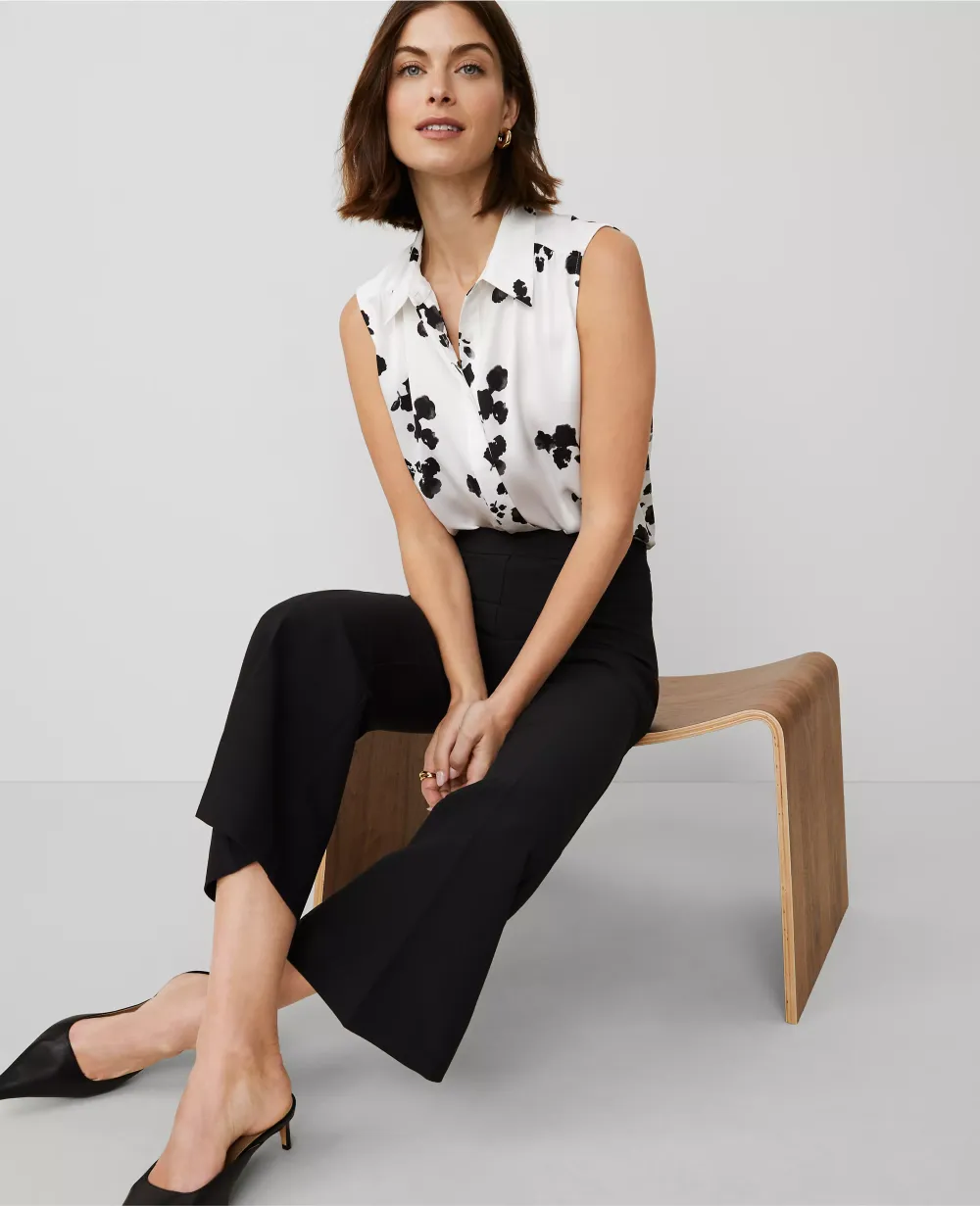 Floral Satin Sleeveless Shirt