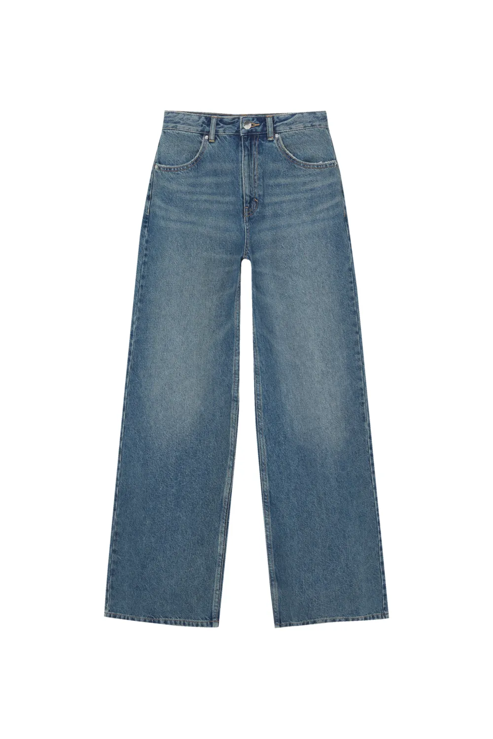Jeans wide leg tiro alto