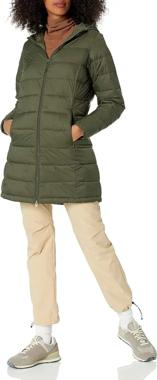 Women's Lightweight Water-Resistant Hooded Puffer Coat (Available in Plus Size)