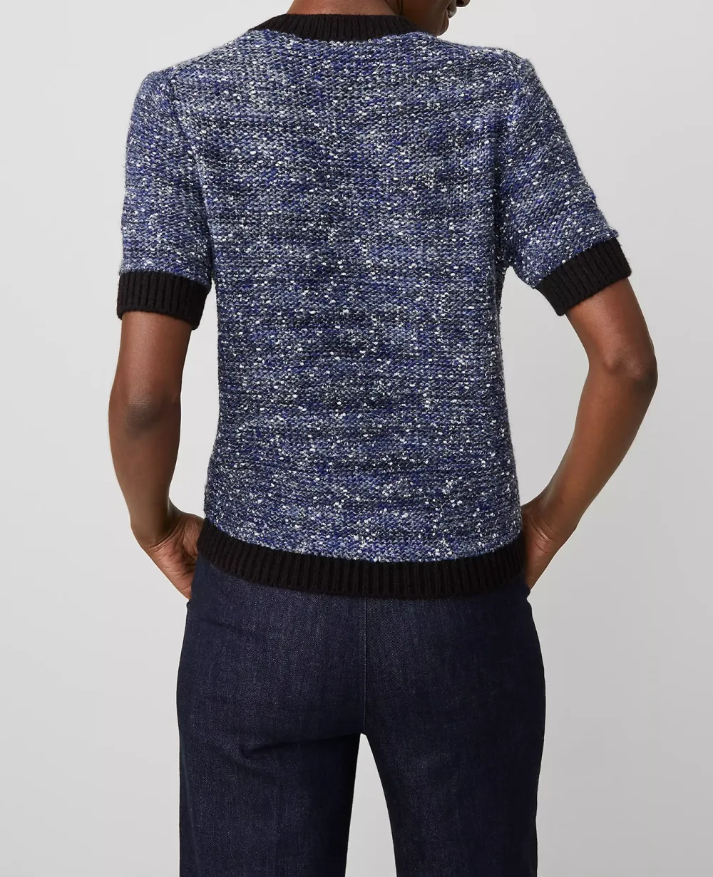 Tweed Contrast Trim Tee