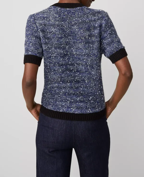 Tweed Contrast Trim Tee