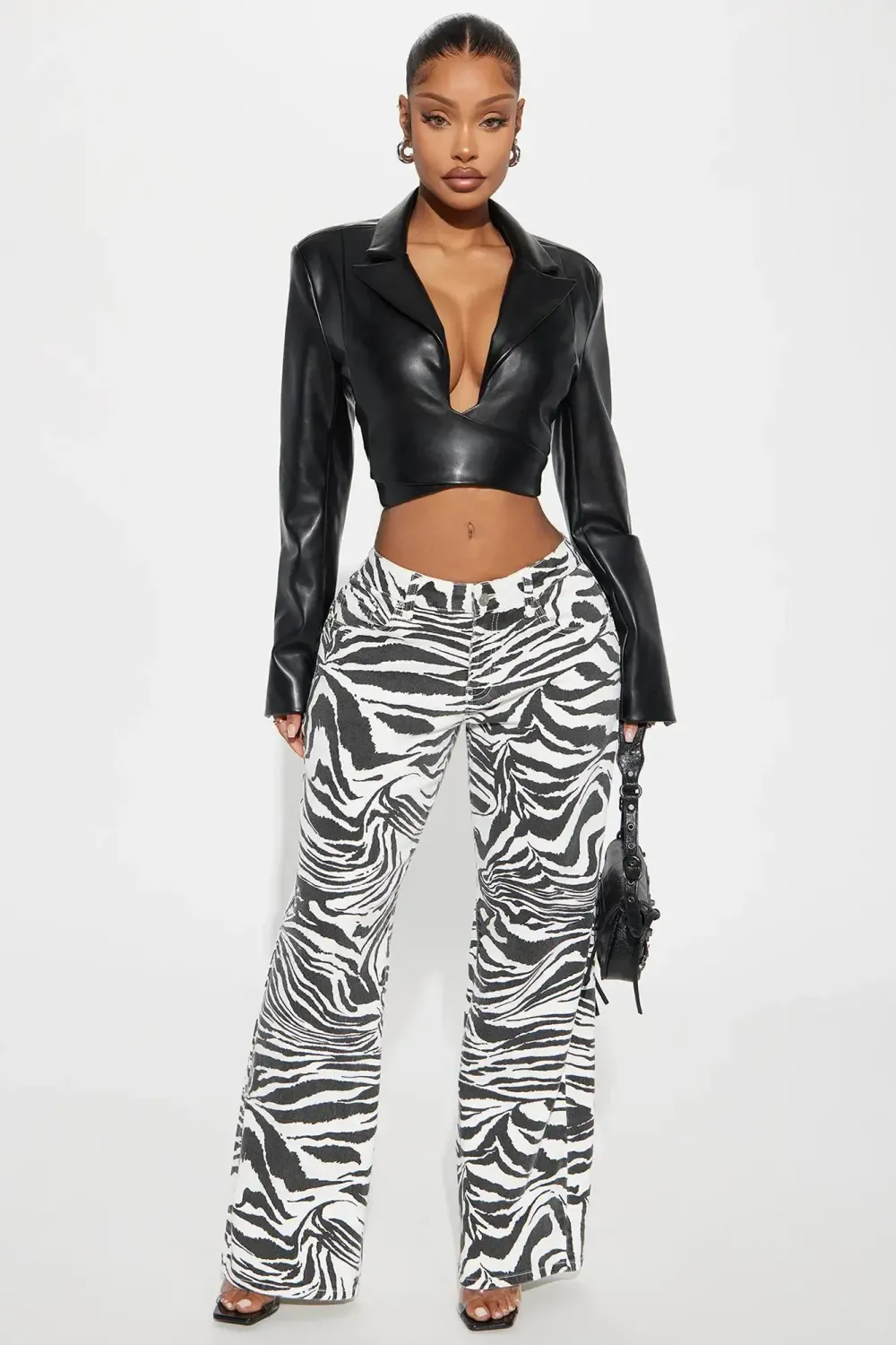 Untamed Zebra Printed Wide Leg Jeans - Black/White