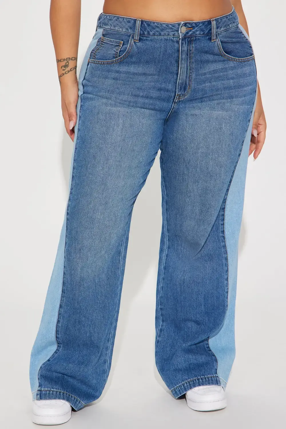 Double Down Wide Leg Jeans - Medium Wash