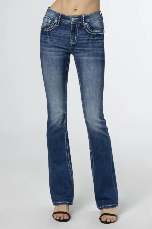 Subtle Silver and Bronze Bootcut Jeans