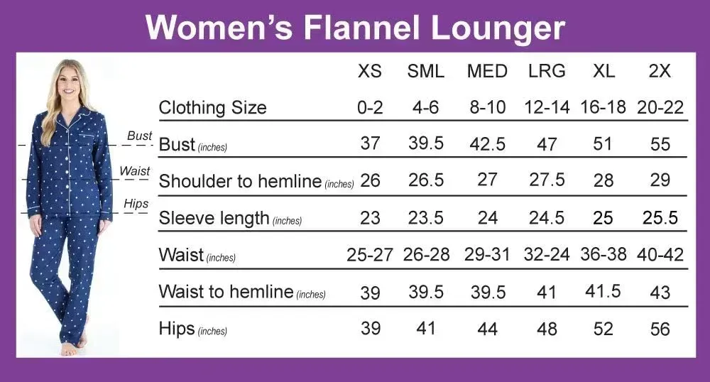 Women's Cotton Flannel Long Sleeve Button-Down Pajamas PJ Set