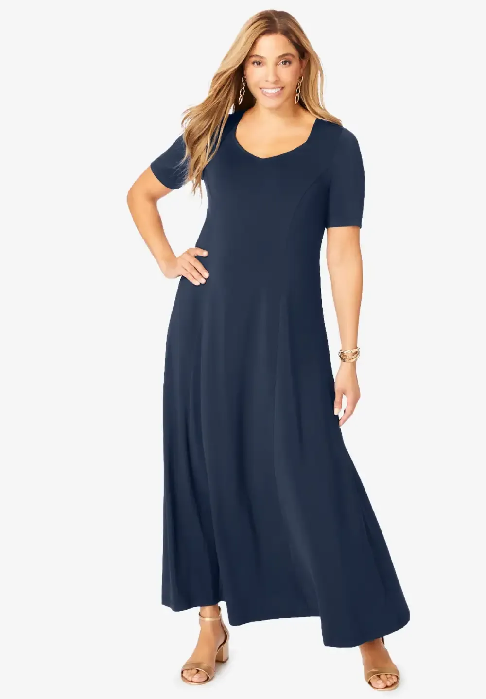 Stretch Knit Sweetheart Maxi Dress