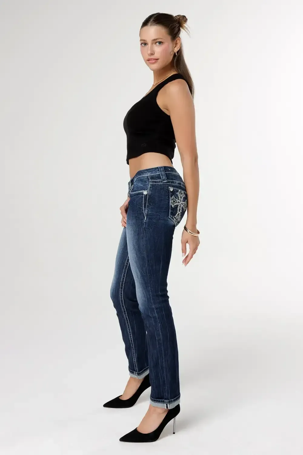 Gothic Cross Straight Jeans