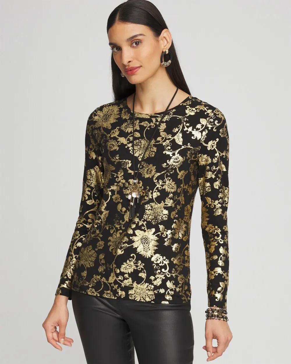 Touch of CoolTM Foiled Floral Layering Tee