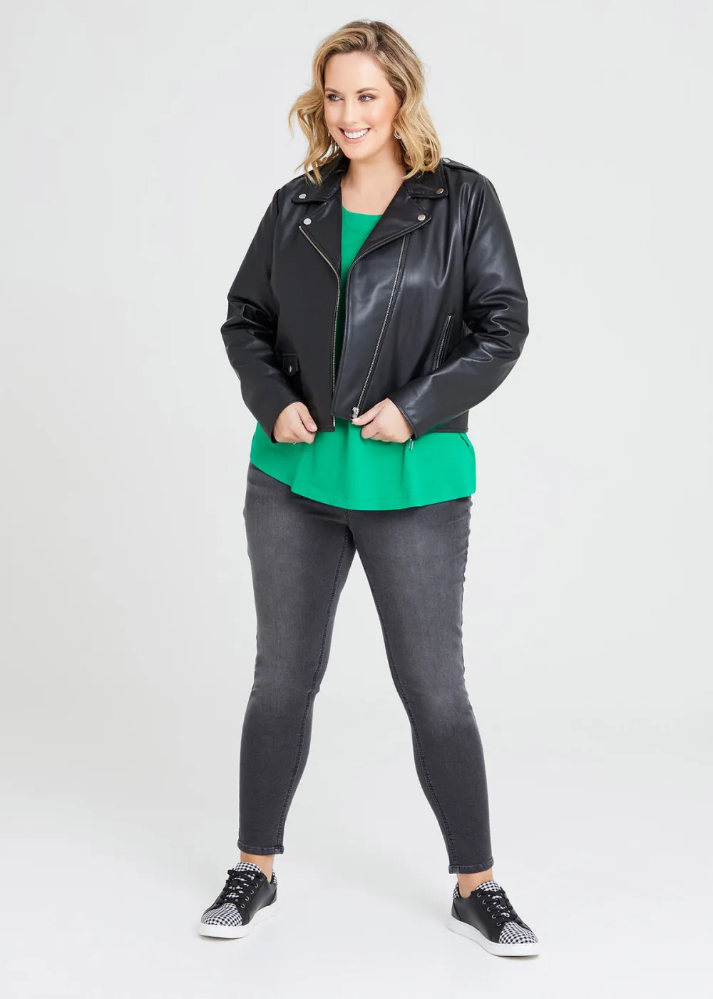 Leather Biker Zip Jacket