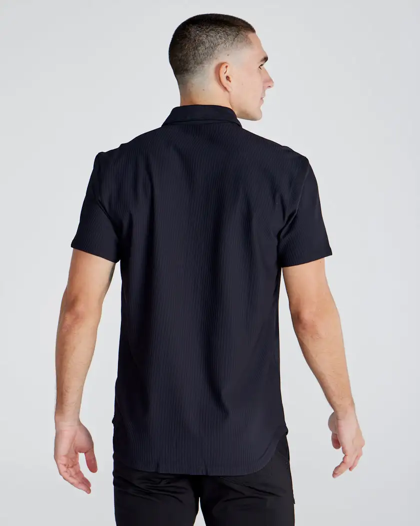 Ribbed+ Short Sleeve Button Down