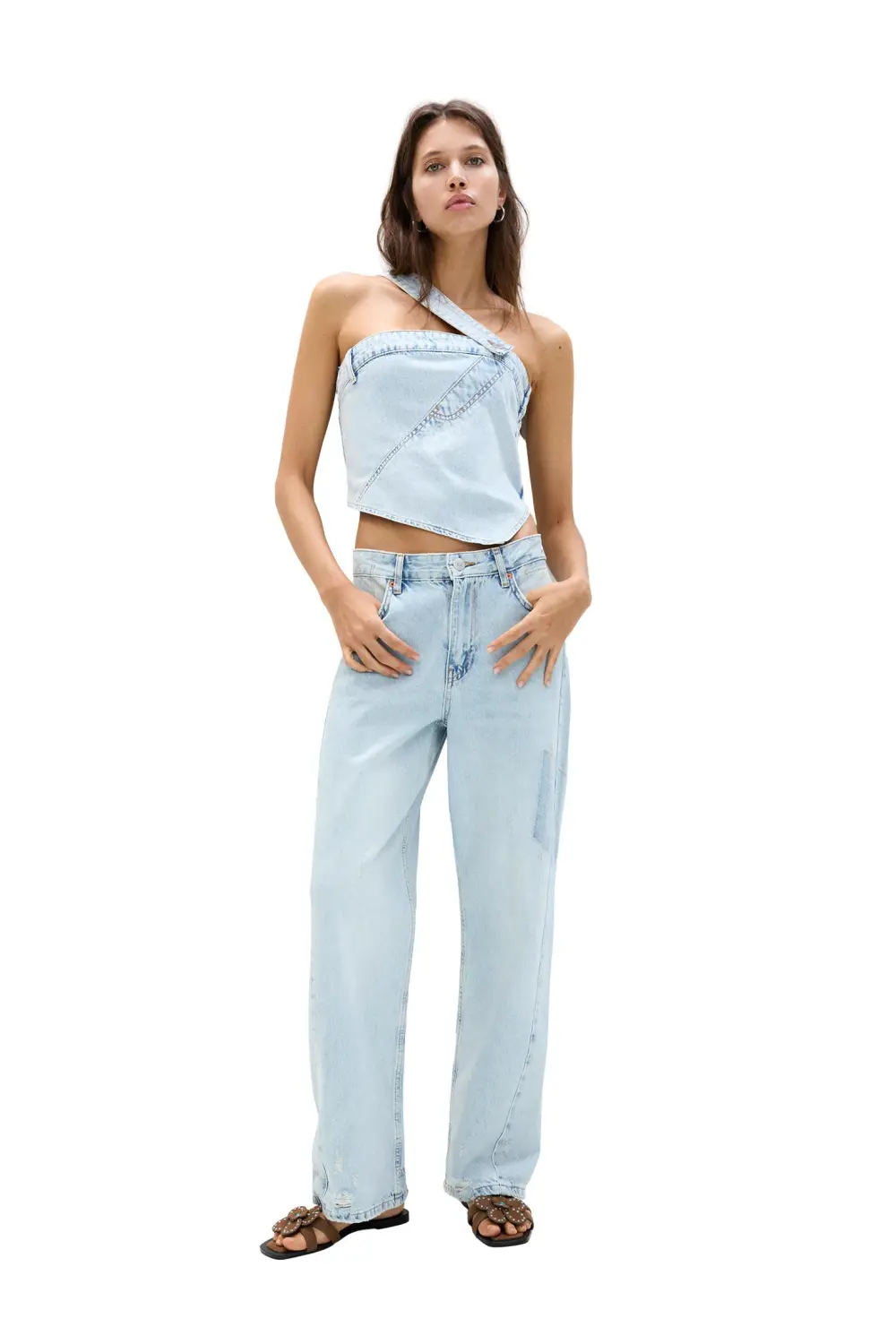 Patchwork denim top