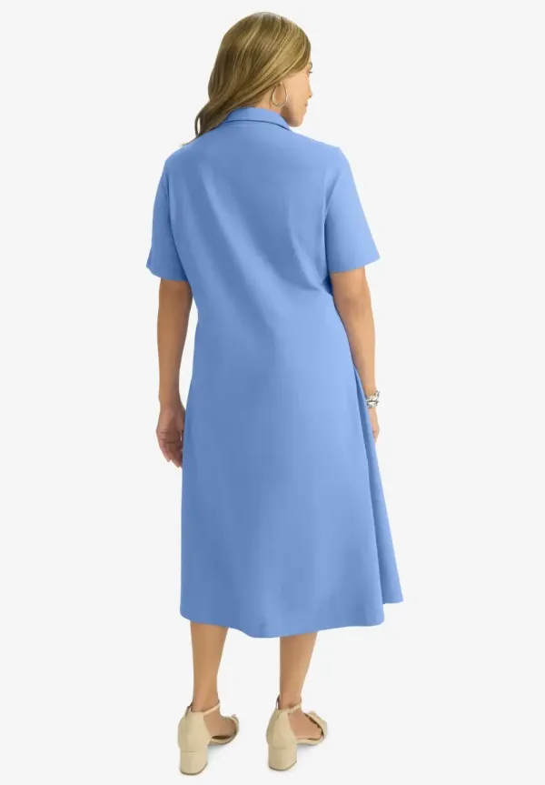 Notch Neck Midi Dress