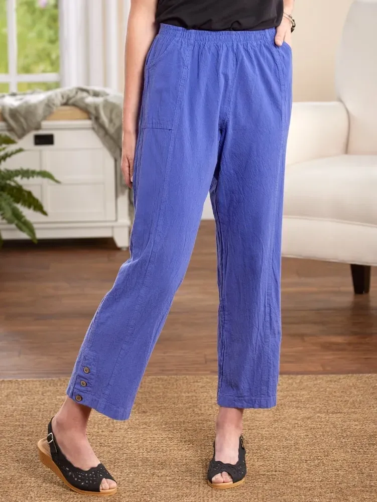 Women's Crinkle Cotton Ankle-Length Pants