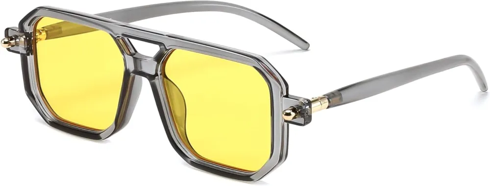 FEISEDY Vintage Square 70s Flat Aviator Sunglasses Women Men Classic Retro Stylish Frame UV400 Sunglasses B2622