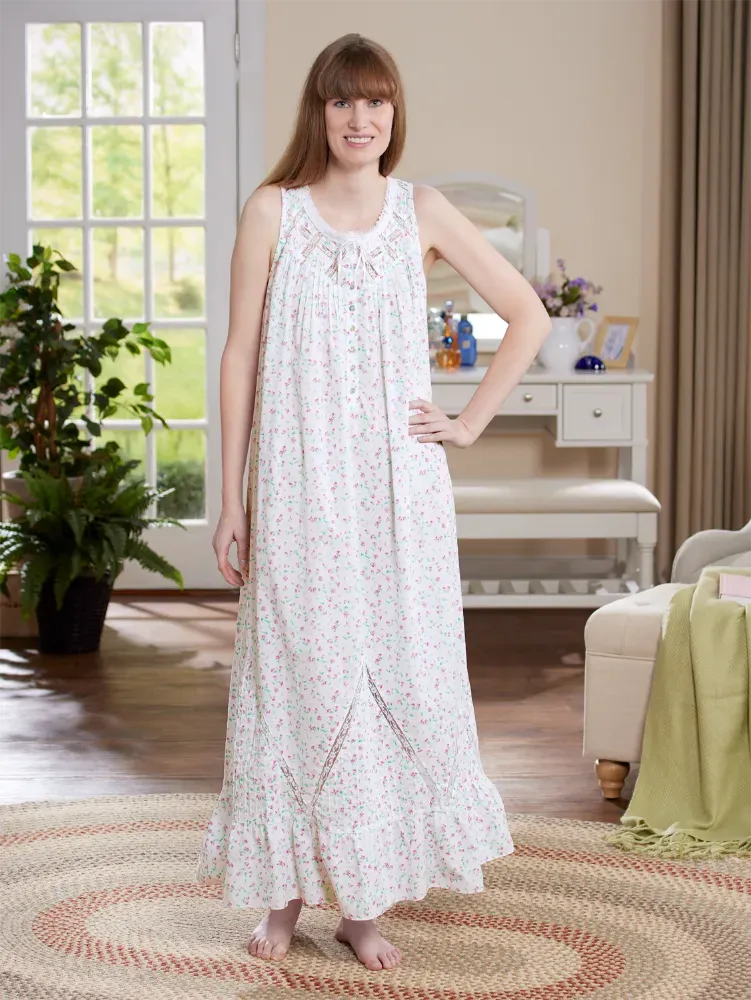 Eileen West Moonlight Sonata Long Cotton Lawn Nightgown