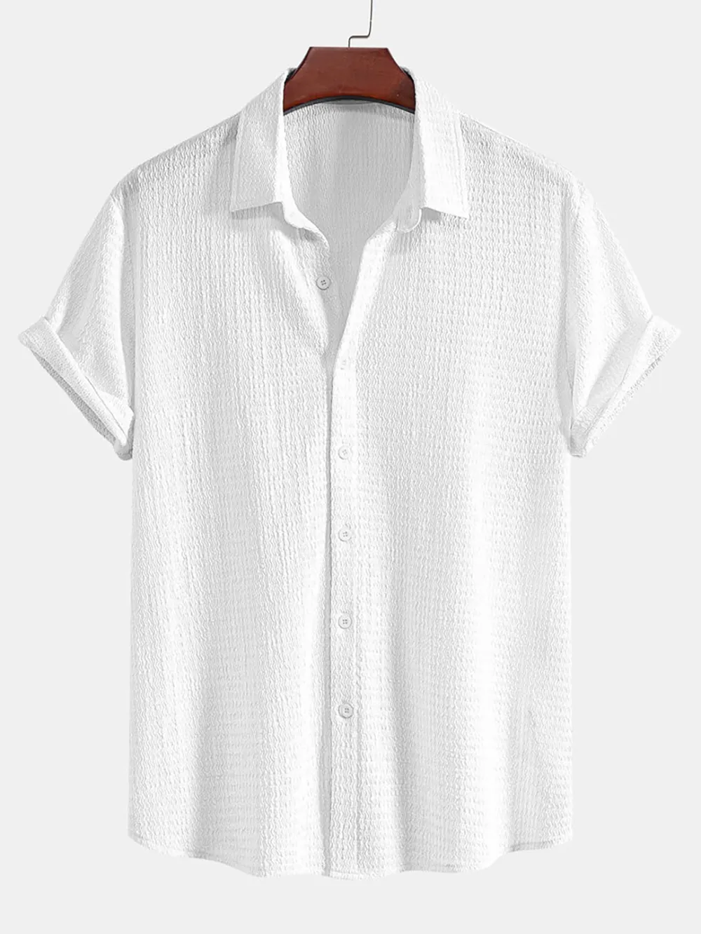 Blue Textured Button Up Shirt