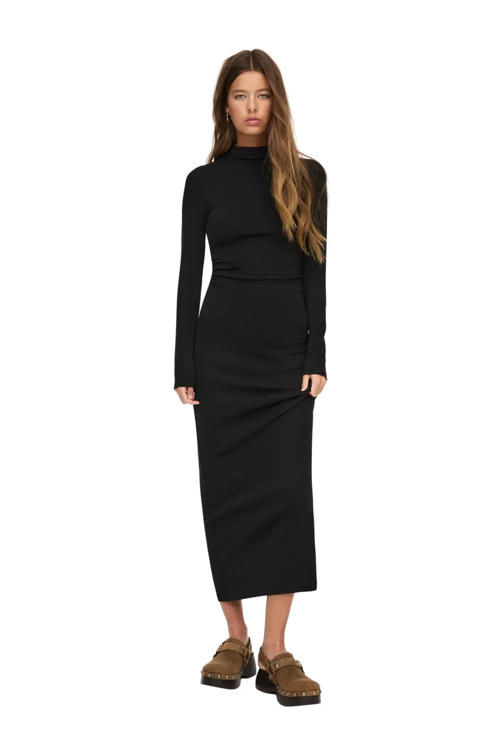 Vestido midi manga larga