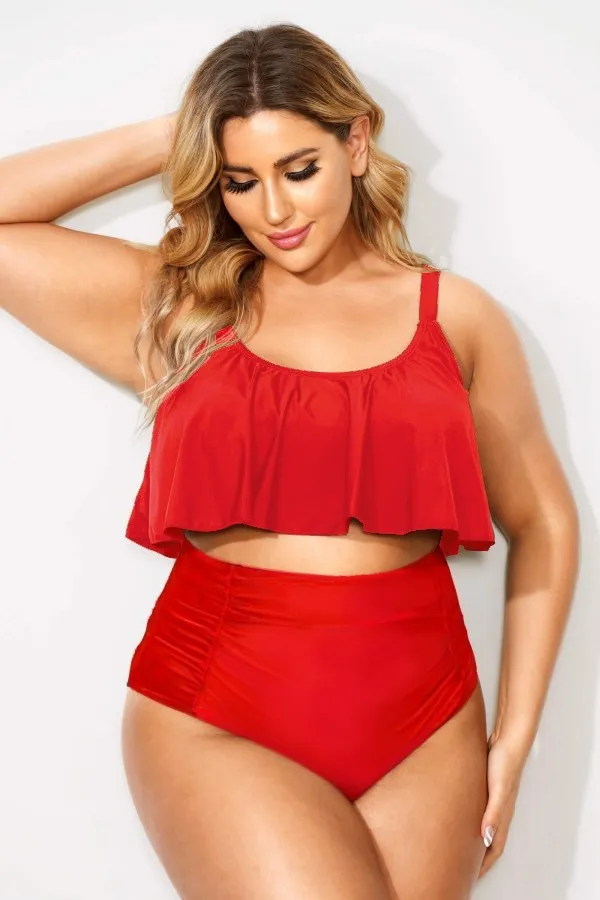 Black Sexy Scoop Neck High Waist Bikini Set