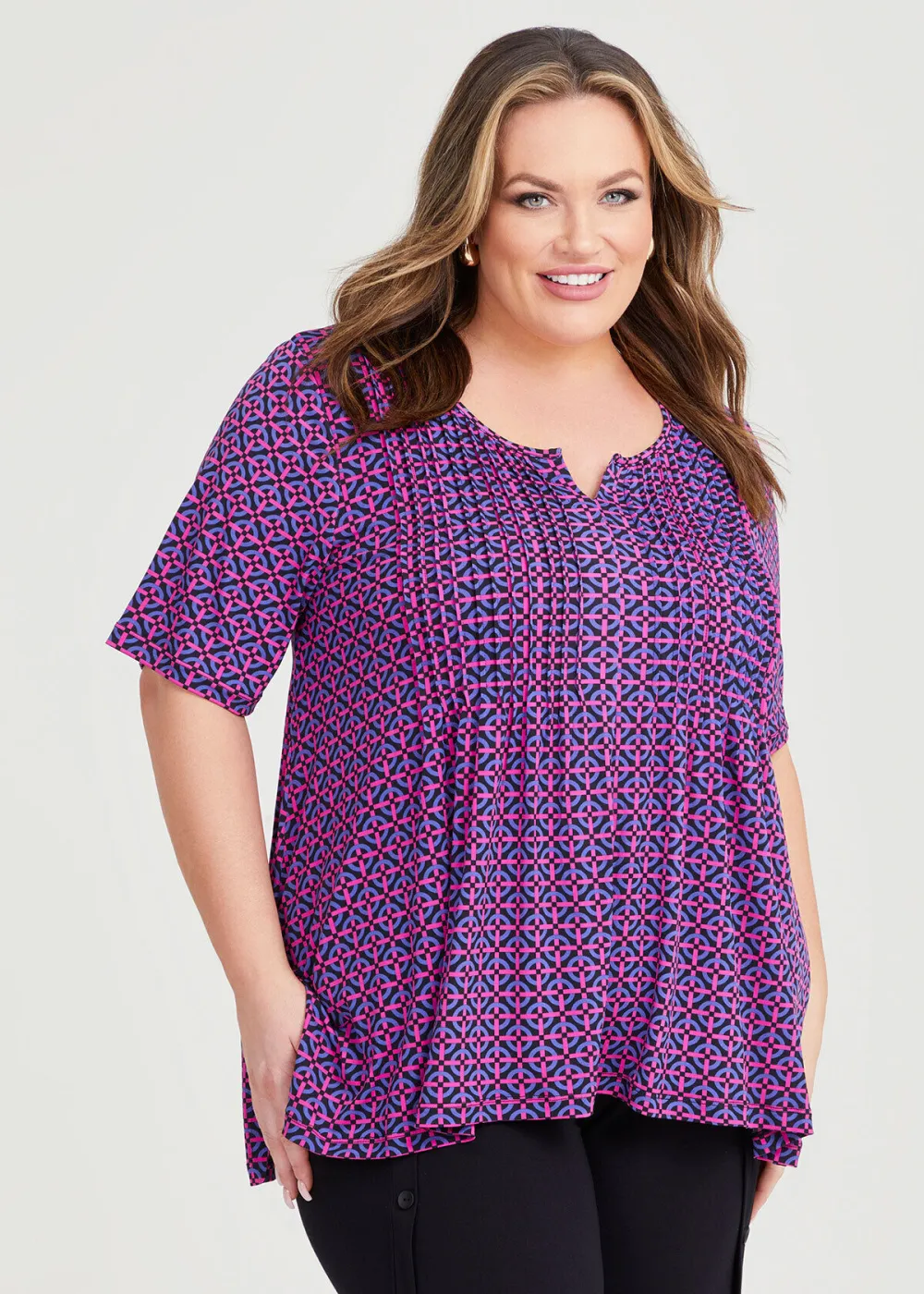 Multi Geo Pintuck Top