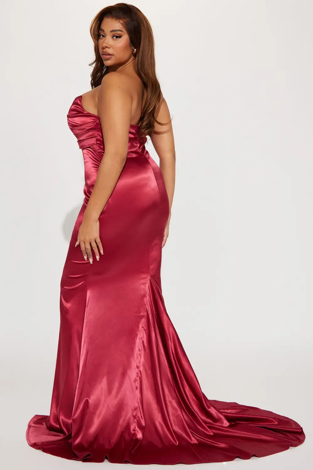 Naomi Satin Maxi Gown - Wine