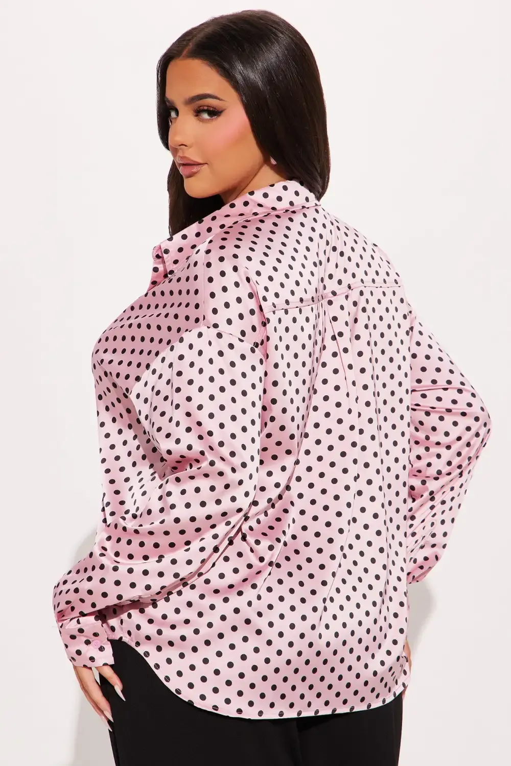 Polka Dot Babe Satin Shirt - Pink/combo