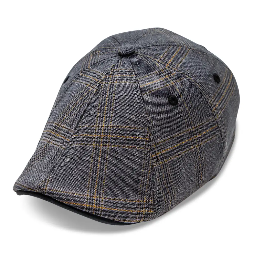 The 8-Panel Plaid Trainer Boston Scally Cap - Iron Grey Plaid