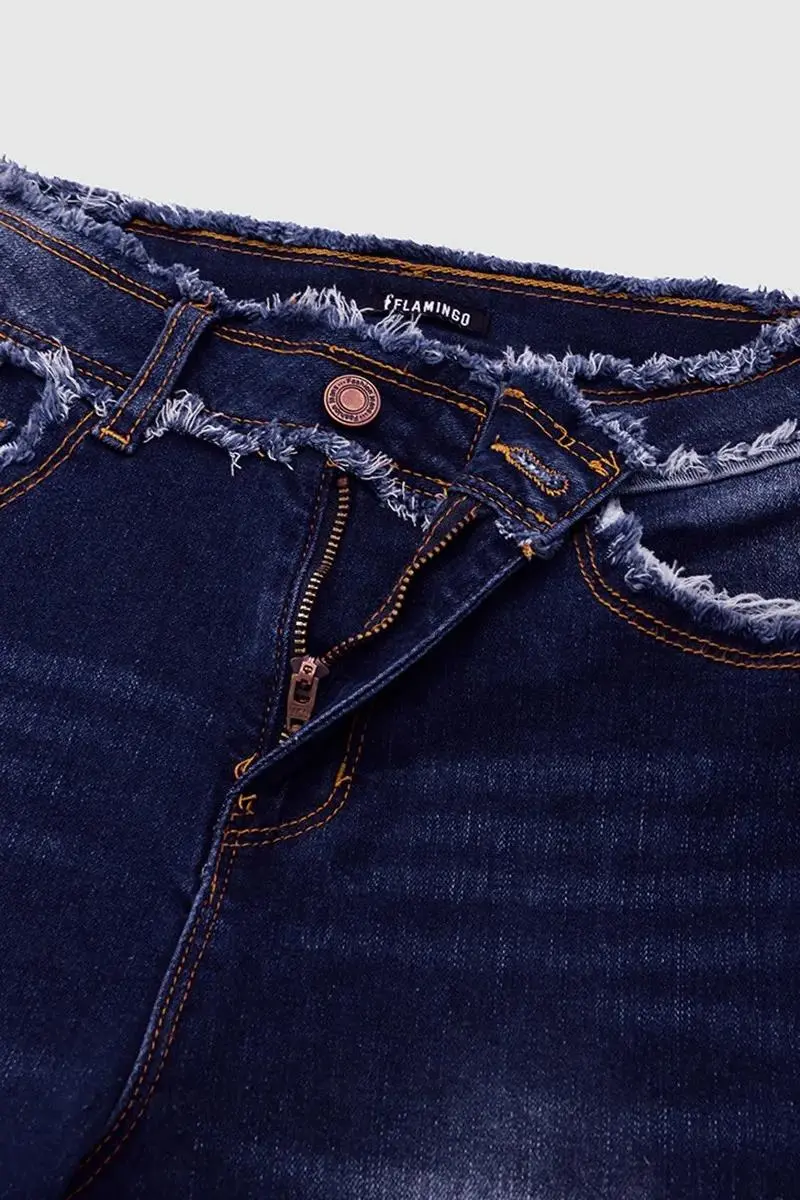 Raw Hem Wash High Stretch Mid Waist Flare Jeans