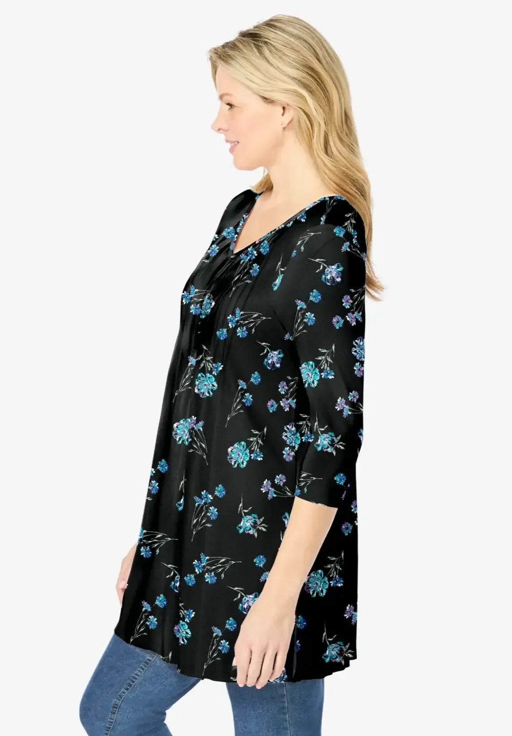 V-Neck Pintucked Tunic