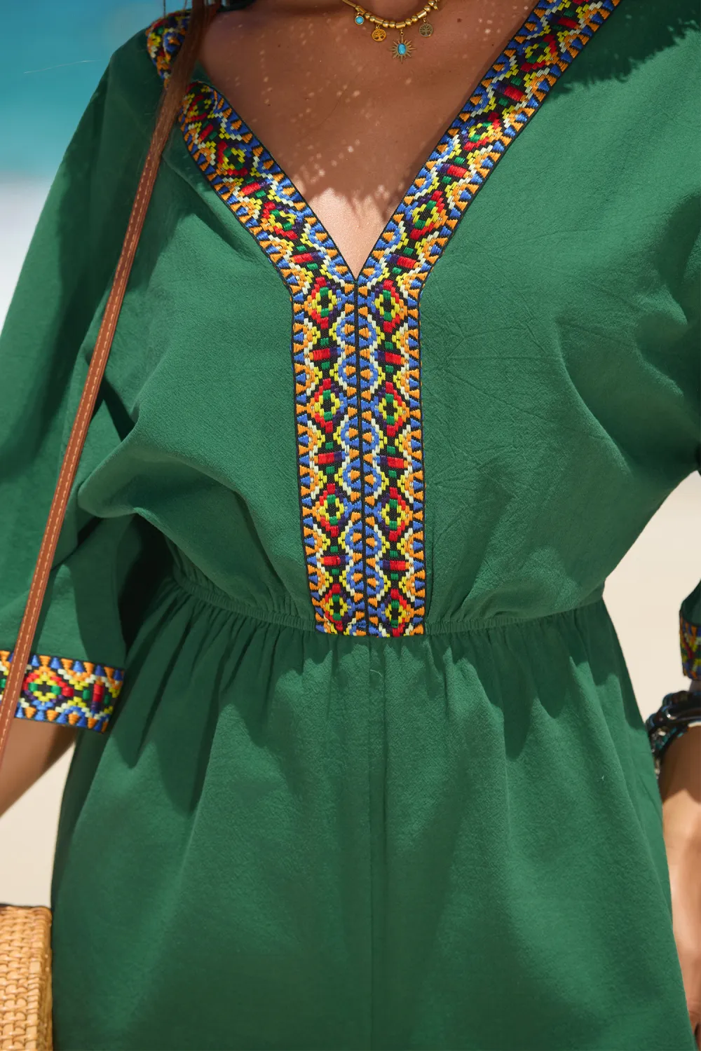 Colorful Threads Green Romper