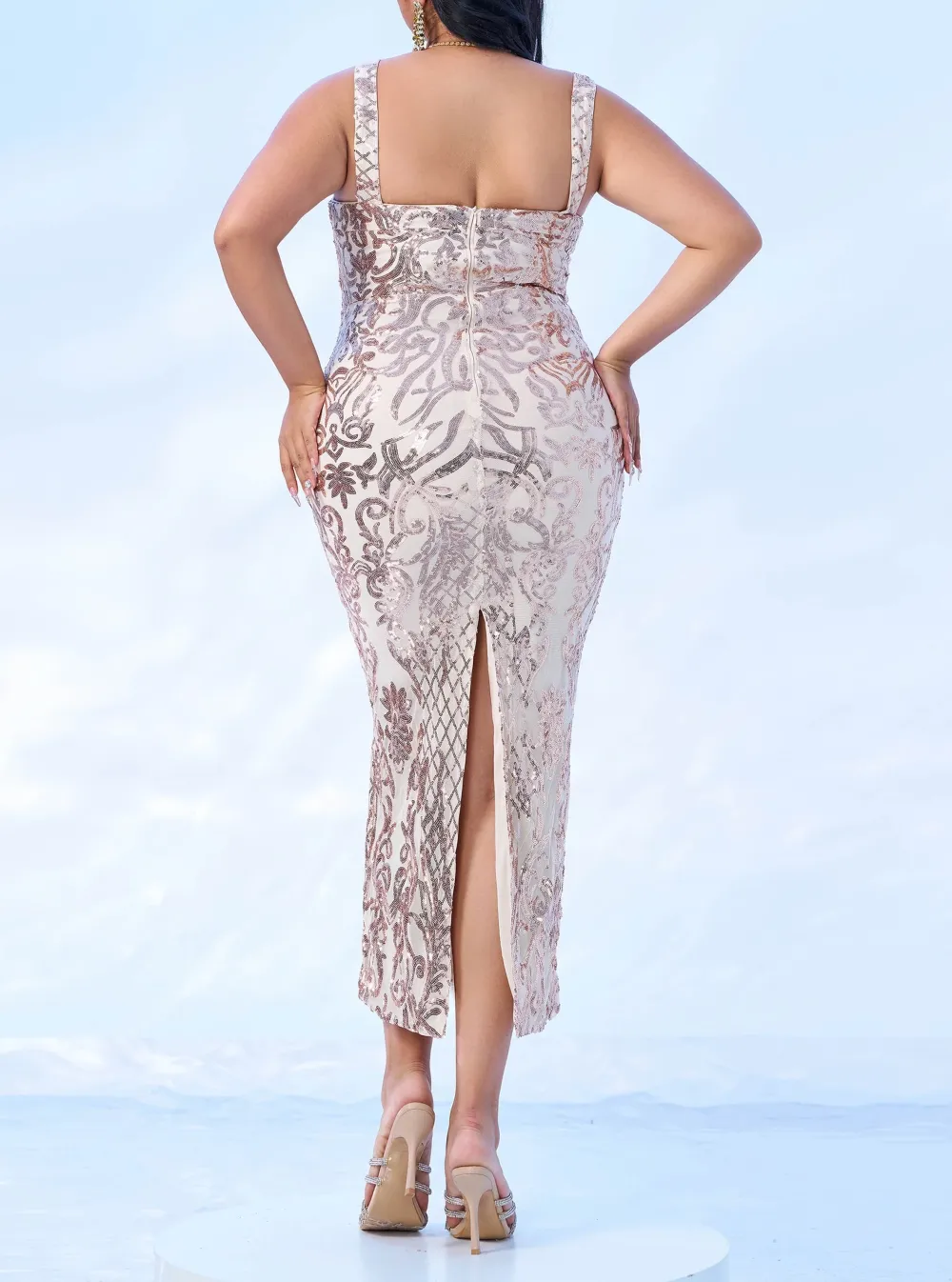 Square Neck Split Cocktail Dress