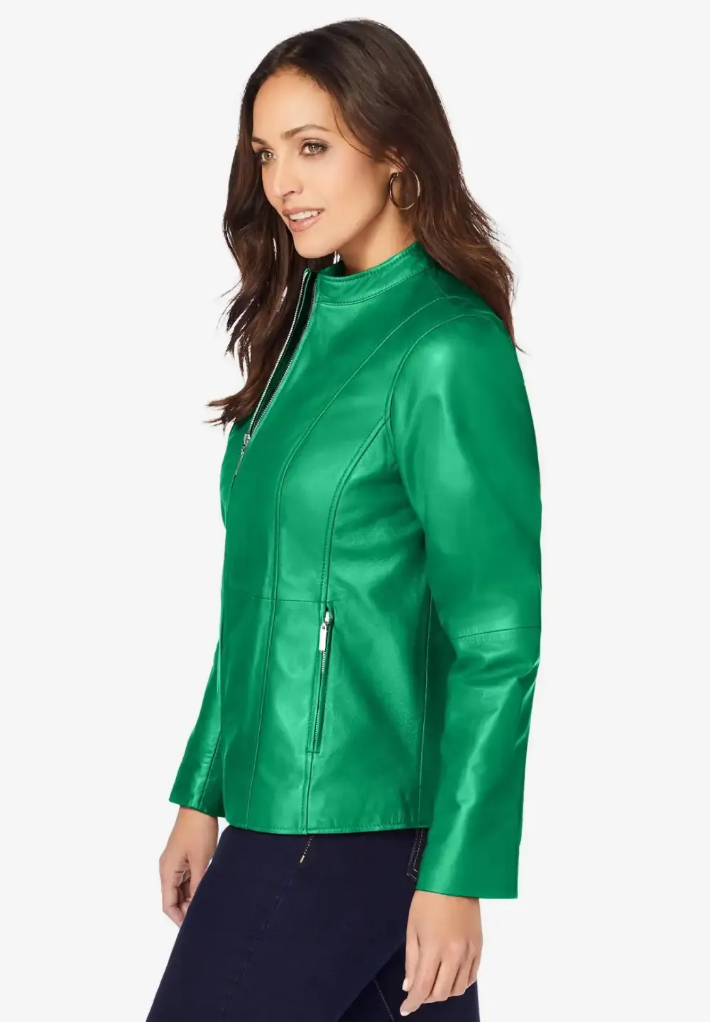Zip Front Leather Jacket