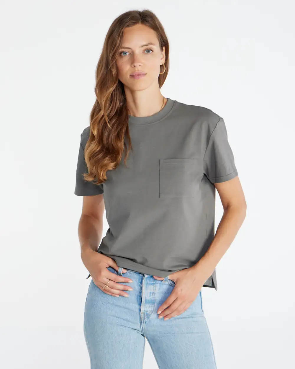 Lux Relaxed Split Hem Pocket Tee
